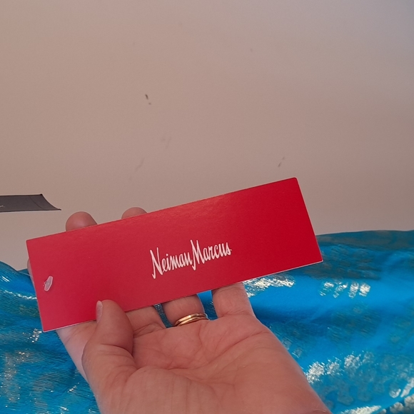 Aidan Mattox gown silk! NWT! Neiman Marcus size 8 turquoise and gold - Picture 4 of 6